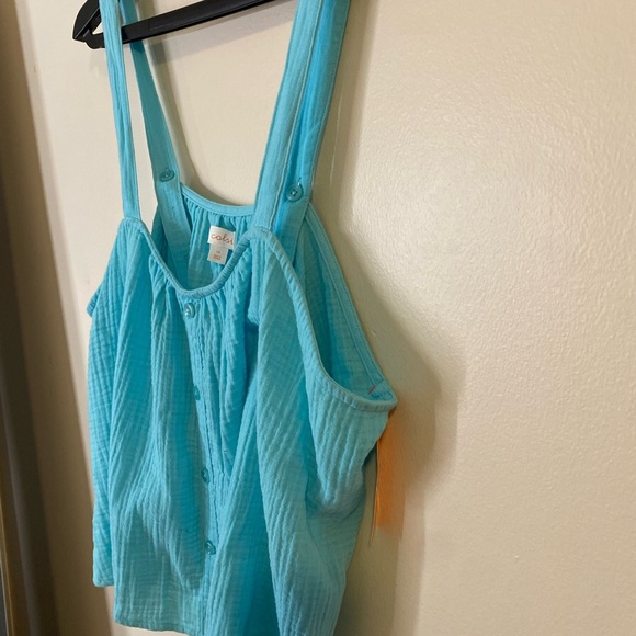 Colsie Sky Blue Sleeveless Crop  Top size 1X 100% cotton - Picture 2 of 6